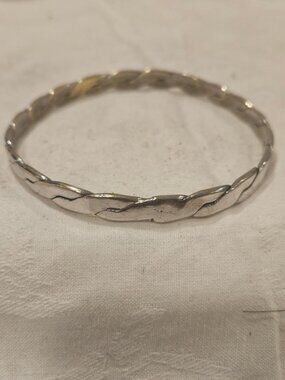 Sterlina Mexican Sterling Silver Braided Multi Tone Chevron Bangle 925